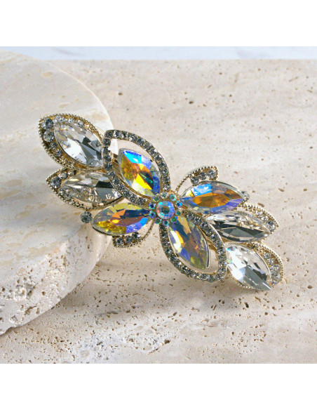 Klamra francuska kwiat kryształki i cyrkonia Lolita akcesoria