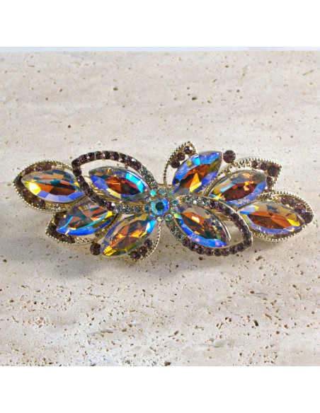 Klamra francuska kwiat kryształki i cyrkonia Lolita akcesoria