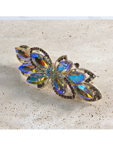 Klamra francuska kwiat kryształki i cyrkonia...