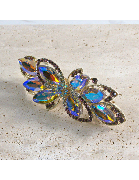 Klamra francuska kwiat kryształki i cyrkonia Lolita akcesoria