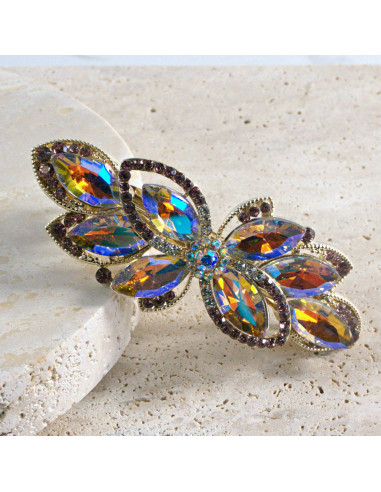 Klamra francuska kwiat kryształki i cyrkonia...