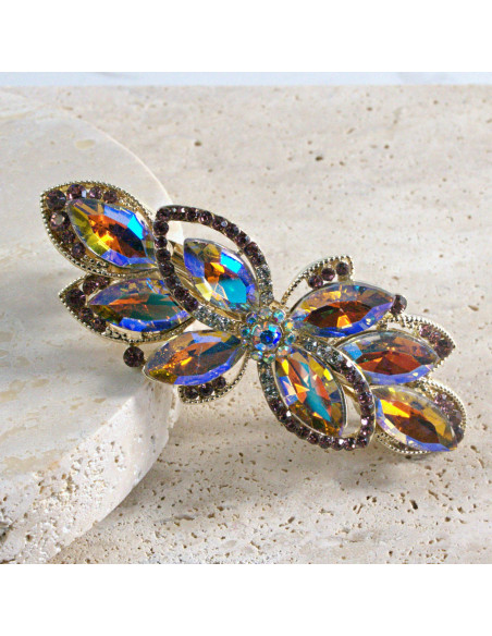 Klamra francuska kwiat kryształki i cyrkonia Lolita akcesoria