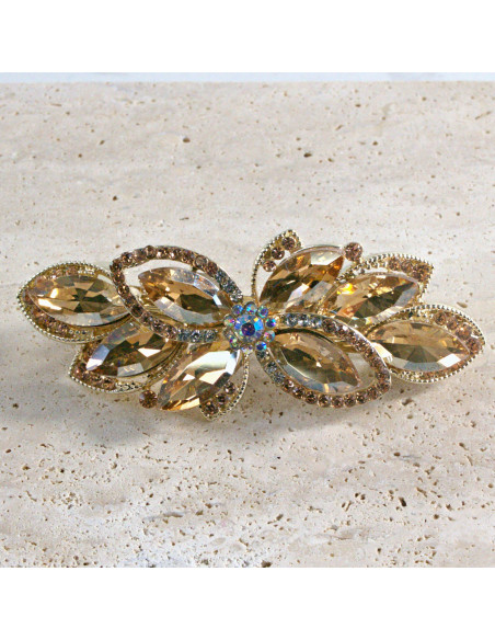 Klamra francuska kwiat kryształki i cyrkonia Lolita akcesoria