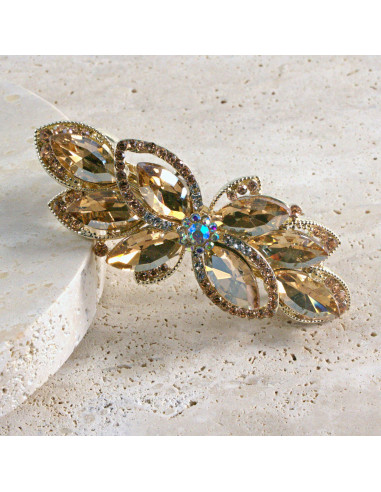 Klamra francuska kwiat kryształki i cyrkonia...