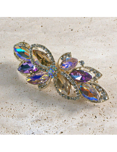 Klamra francuska kwiat kryształki i cyrkonia...