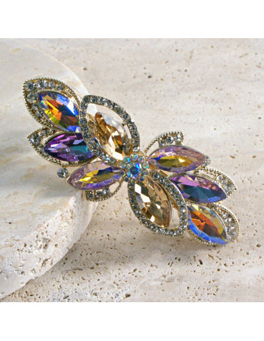 Klamra francuska kwiat kryształki i cyrkonia...