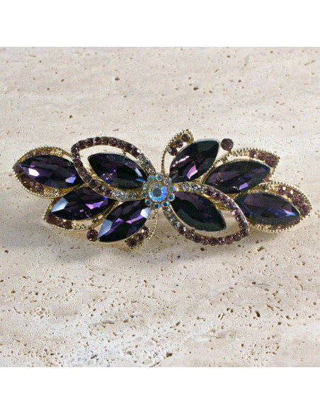 Klamra francuska kwiat kryształki i cyrkonia Lolita akcesoria