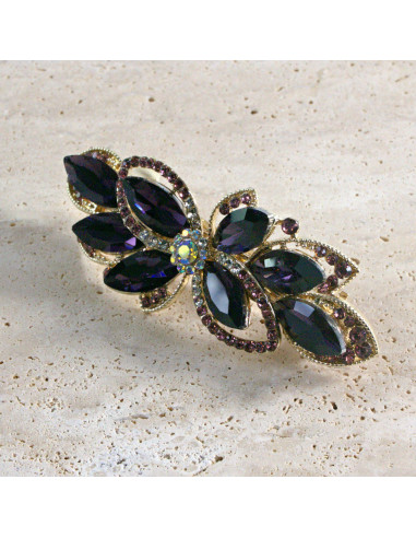 Klamra francuska kwiat kryształki i cyrkonia...