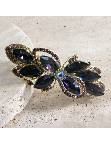 Klamra francuska kwiat kryształki i cyrkonia...