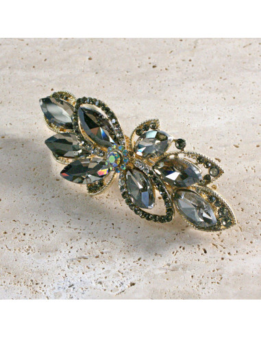 Klamra francuska kwiat kryształki i cyrkonia...