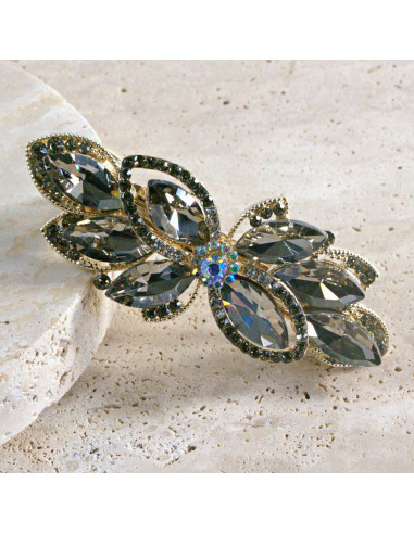 Klamra francuska kwiat kryształki i cyrkonia...