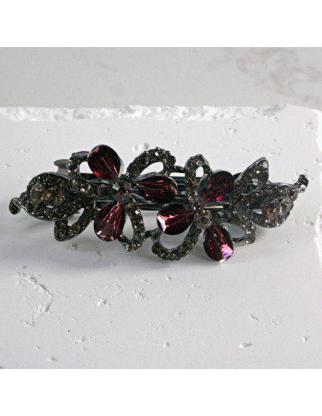 Klamra francuska dwa kwiatki kryształki i cyrkonia Lolita akcesoria