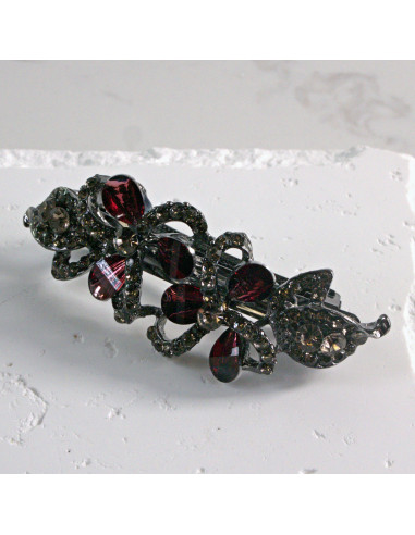 Klamra francuska dwa kwiatki kryształki i...