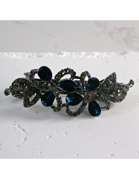 Klamra francuska dwa kwiatki kryształki i cyrkonia Lolita akcesoria