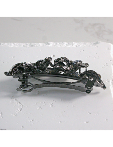 Klamra francuska dwa kwiatki kryształki i cyrkonia Lolita akcesoria