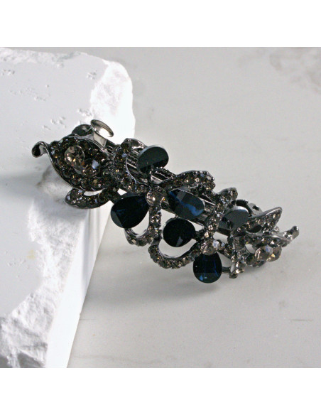 Klamra francuska dwa kwiatki kryształki i cyrkonia Lolita akcesoria