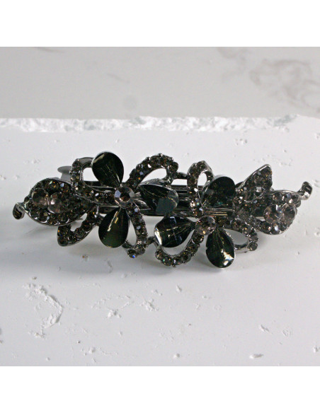 Klamra francuska dwa kwiatki kryształki i cyrkonia Lolita akcesoria