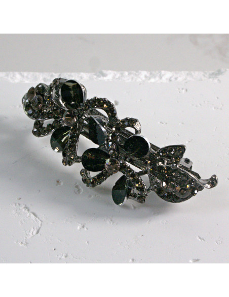 Klamra francuska dwa kwiatki kryształki i cyrkonia Lolita akcesoria