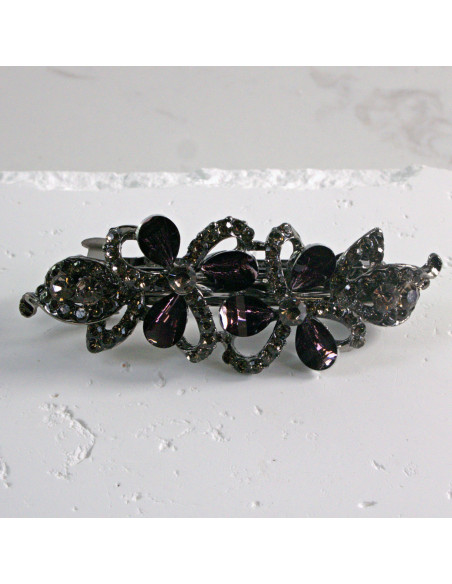 Klamra francuska dwa kwiatki kryształki i cyrkonia Lolita akcesoria