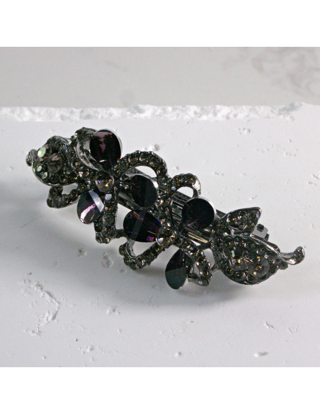 Klamra francuska dwa kwiatki kryształki i cyrkonia Lolita akcesoria