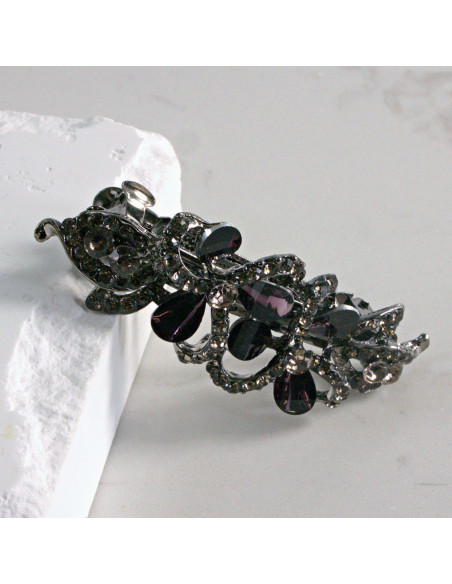 Klamra francuska dwa kwiatki kryształki i cyrkonia Lolita akcesoria