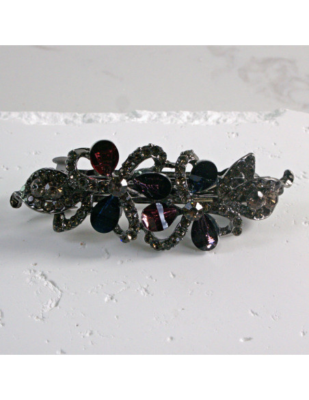 Klamra francuska dwa kwiatki kryształki i cyrkonia Lolita akcesoria