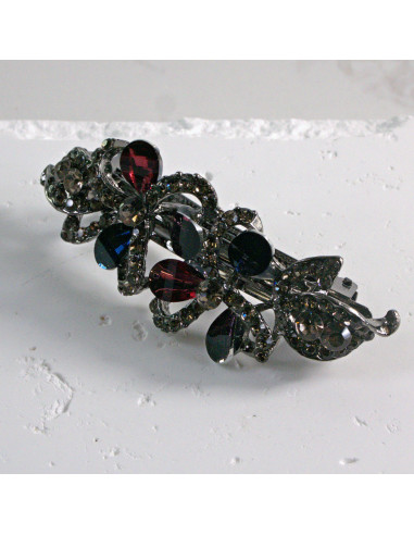 Klamra francuska dwa kwiatki kryształki i...