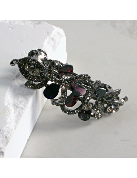 Klamra francuska dwa kwiatki kryształki i cyrkonia Lolita akcesoria