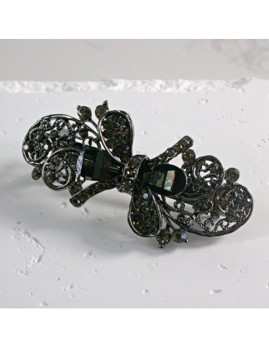 Klamra francuska kokardka kamienie i cyrkonia...