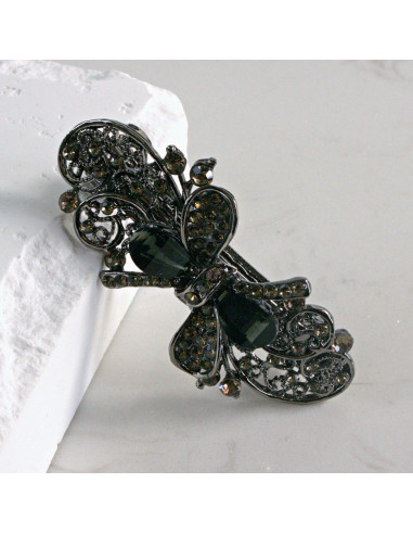 Klamra francuska kokardka kamienie i cyrkonia...