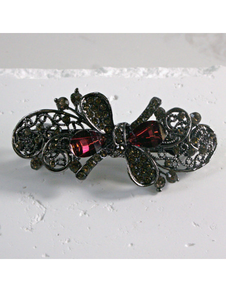 Klamra francuska kokardka kamienie i cyrkonia Lolita akcesoria