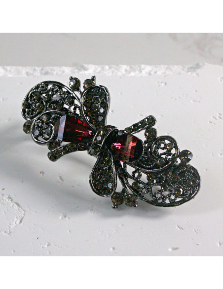 Klamra francuska kokardka kamienie i cyrkonia Lolita akcesoria