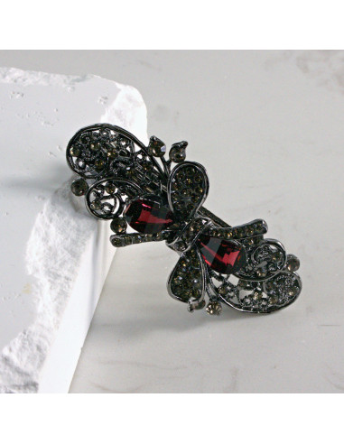 Klamra francuska kokardka kamienie i cyrkonia...