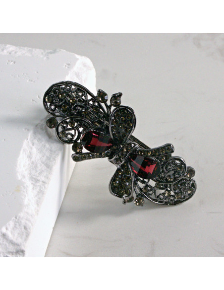 Klamra francuska kokardka kamienie i cyrkonia Lolita akcesoria