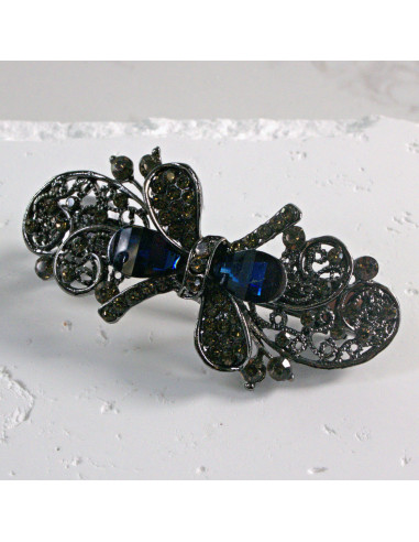 Klamra francuska kokardka kamienie i cyrkonia...