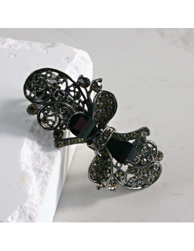 Klamra francuska kokardka kamienie i cyrkonia...