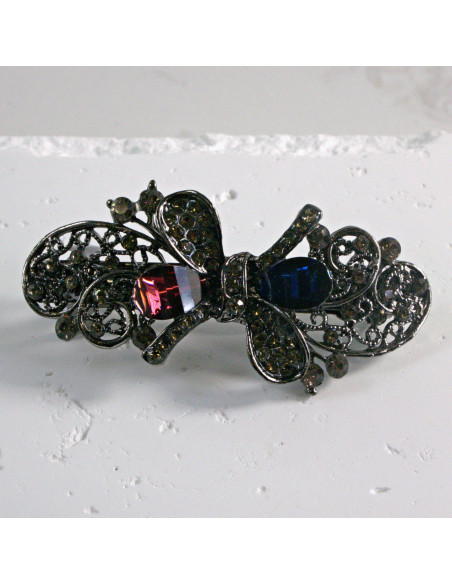 Klamra francuska kokardka kamienie i cyrkonia Lolita akcesoria