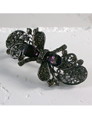 Klamra francuska kokardka kamienie i cyrkonia...