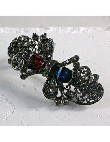 Klamra francuska kokardka kamienie i cyrkonia...