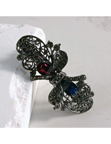 Klamra francuska kokardka kamienie i cyrkonia Lolita akcesoria