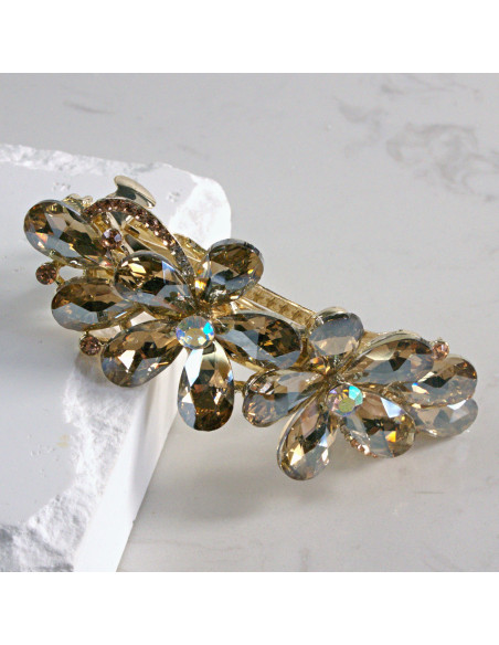 Klamra francuska dwa kwiatki kryształki Lolita akcesoria