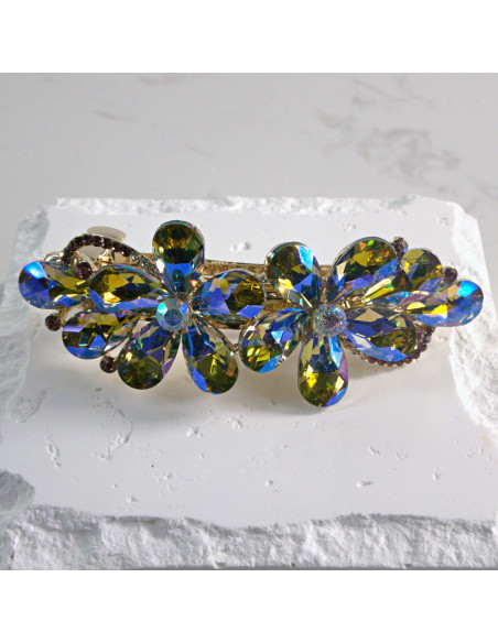 Klamra francuska dwa kwiatki kryształki Lolita akcesoria