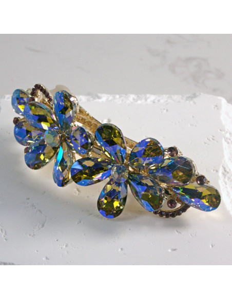 Klamra francuska dwa kwiatki kryształki Lolita akcesoria