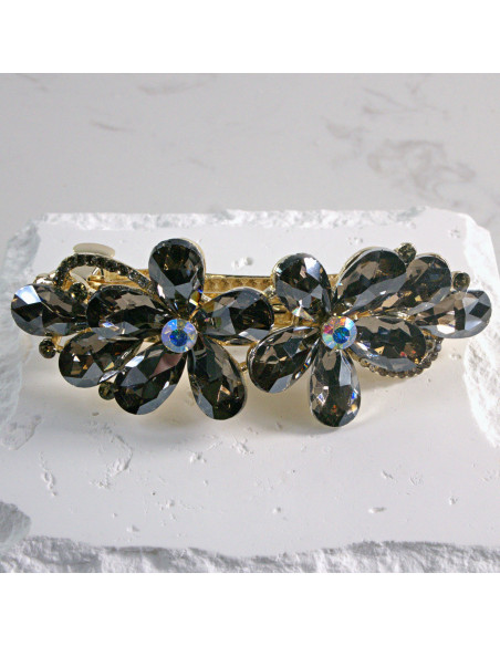 Klamra francuska dwa kwiatki kryształki Lolita akcesoria