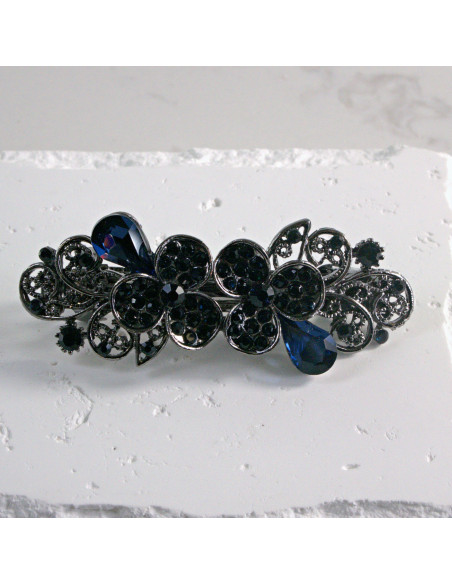 Klamra francuska dwa małe kwiatki kryształki Lolita akcesoria