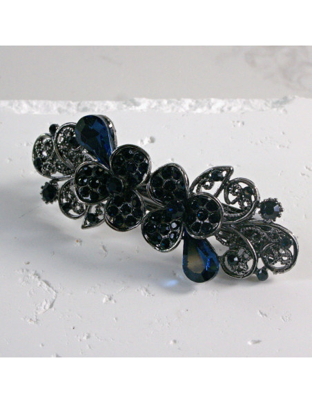 Klamra francuska dwa małe kwiatki kryształki Lolita akcesoria