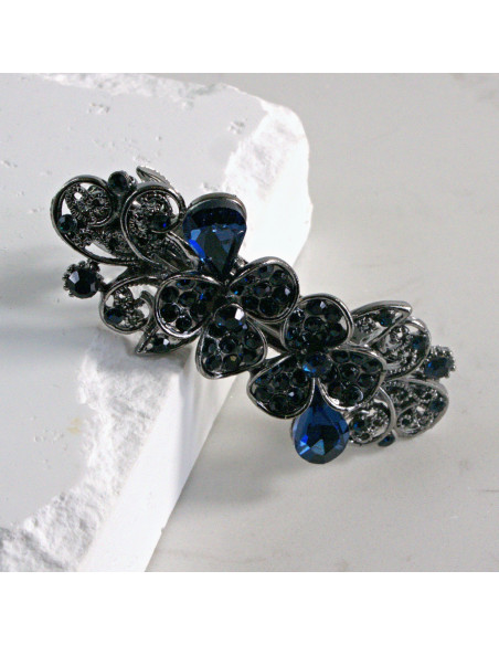 Klamra francuska dwa małe kwiatki kryształki Lolita akcesoria