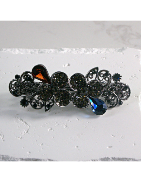 Klamra francuska dwa małe kwiatki kryształki Lolita akcesoria