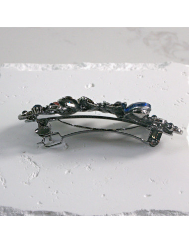 Klamra francuska dwa małe kwiatki kryształki...