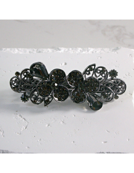 Klamra francuska dwa małe kwiatki kryształki Lolita akcesoria